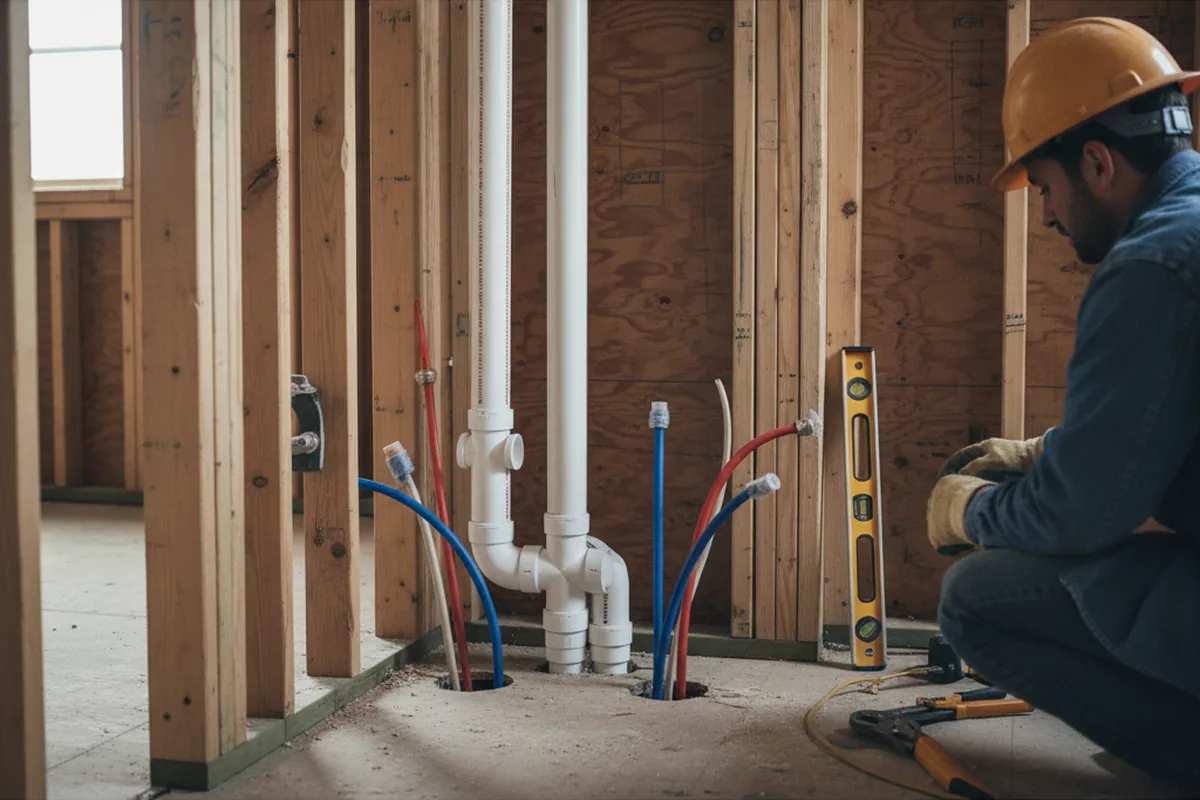 Drain and supply rough-in during Leak Detection in Meally