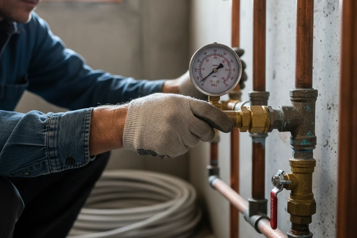 Pressure testing a repaired line during Water Line Repair in Meally